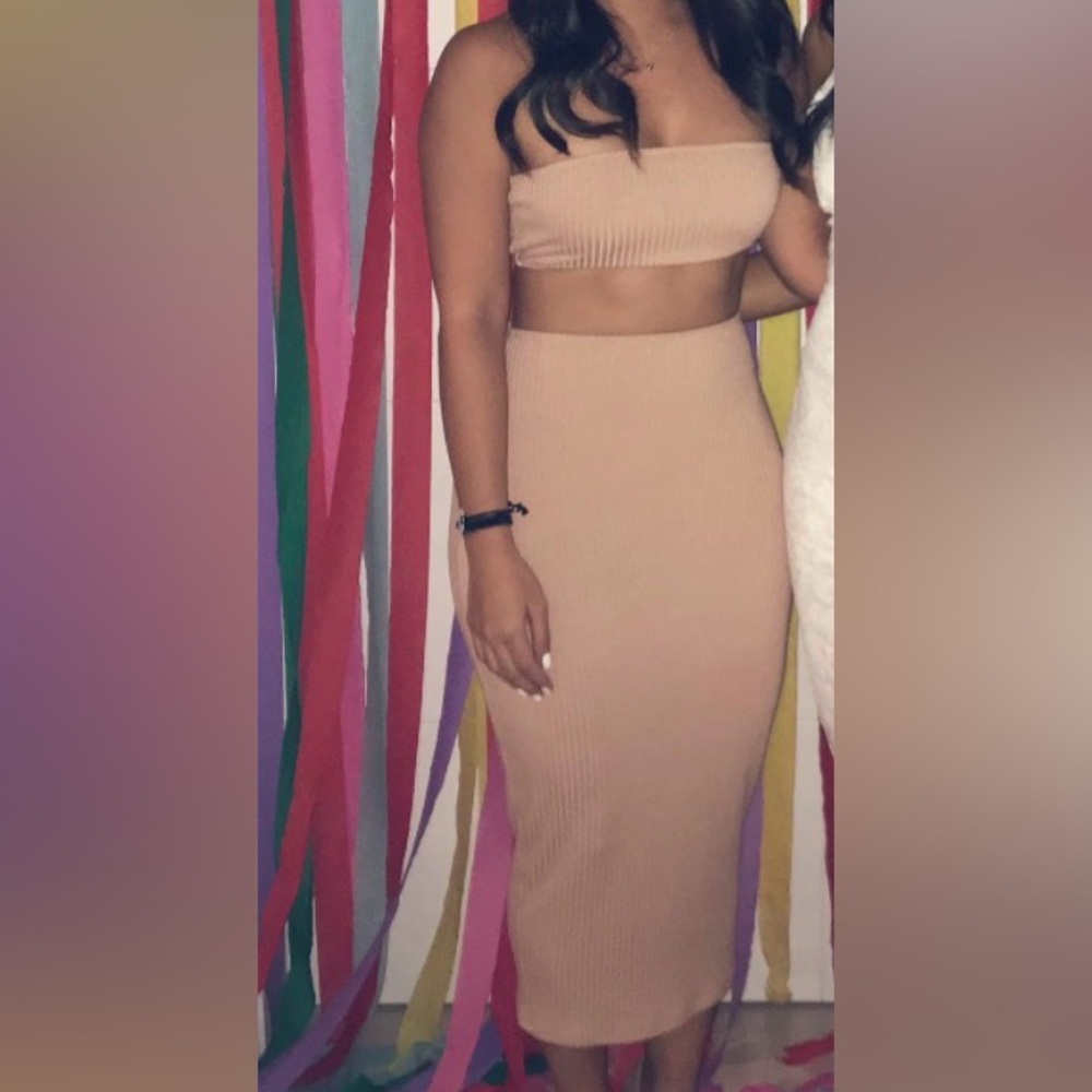 Rachel Pally Tan Midi skirt + top set (size S)